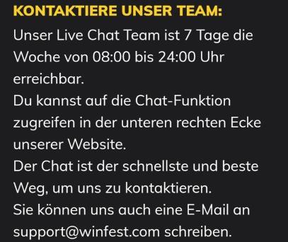 Winfest Casino Support